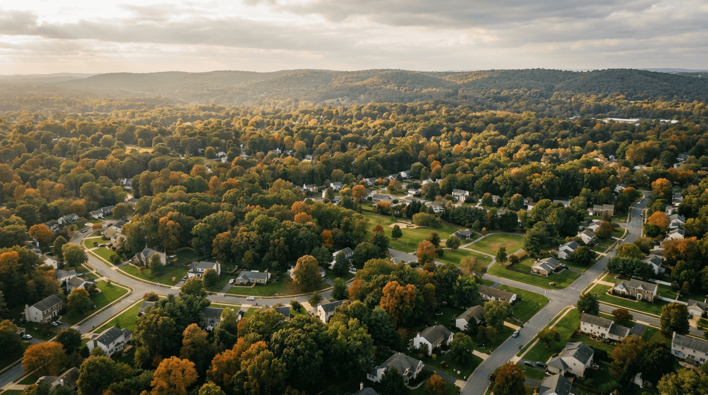 Aerial view of residential parcels in Ocean County